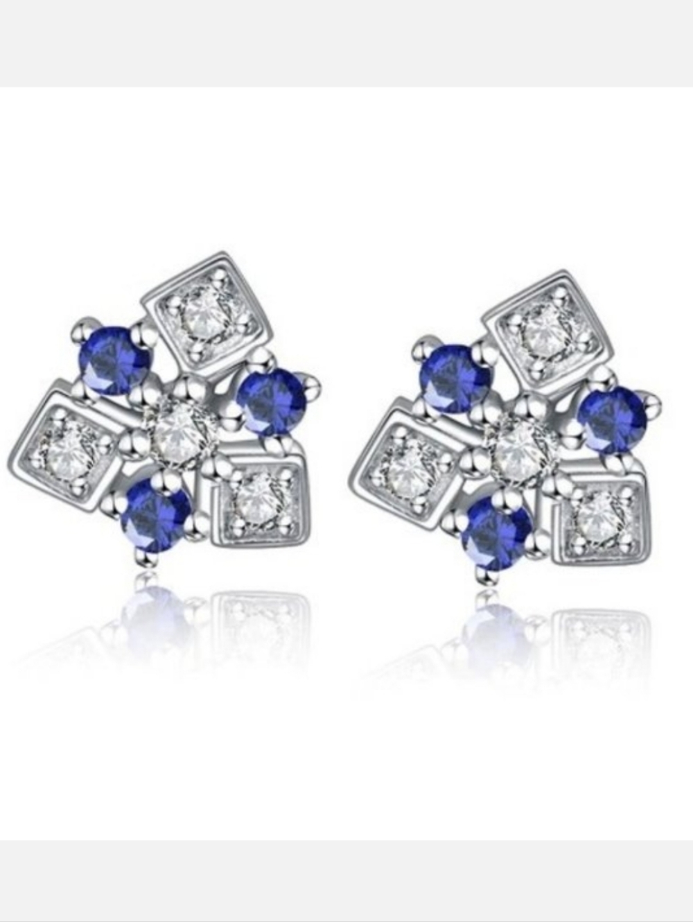 NEW Sterling Silver Blue & White Earrings